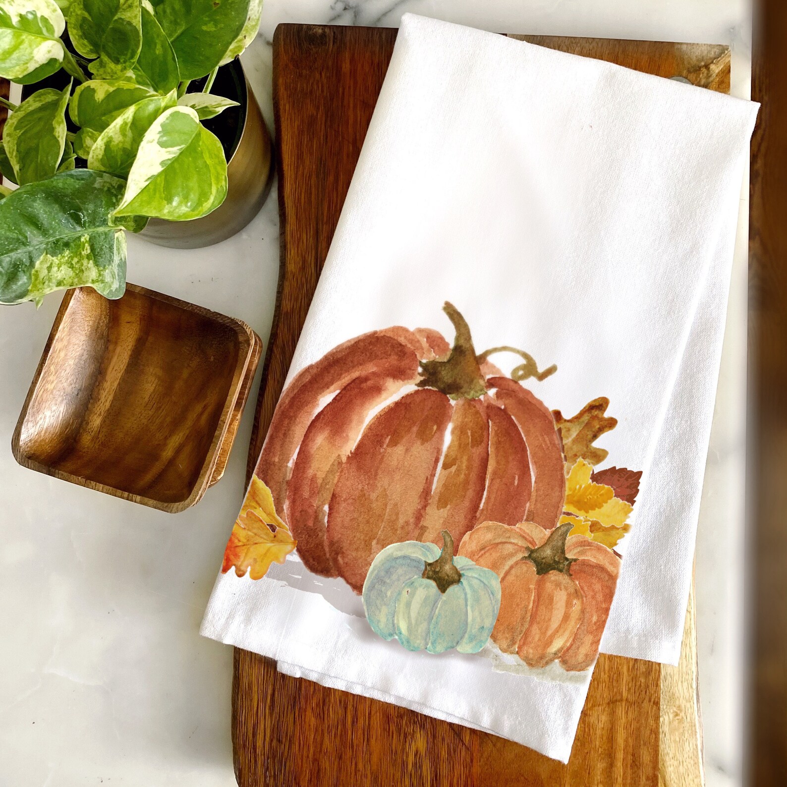 Gathered Fall Pumpkins Kitchen Tea Towel Gift Fall Towel - Etsy