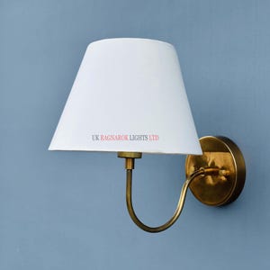 1950s Brass Wall Sconce with Shade | Mid Century Wall Lamp | Antique Wall Light | Vintage Lighting | Wall Mounted Light Fixture