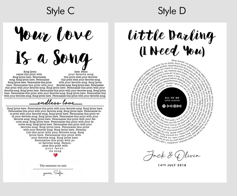 Custom Vinyl Lyrics Print, Our First Dance, Anniversary Gift