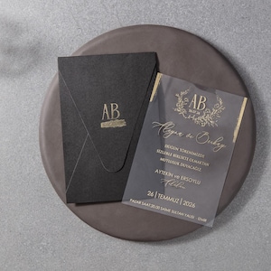 Luxury Acrylic Wedding Invitation with Gold Foil Transparent Elegant Invite with Stylish Envelope Modern Clear Wedding Card Set