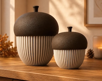 Autumn Decor Acorn Box Decoration Set | 3D Printed Table Decoration | Acorn Container | Scandinavian Autumn Decor | Japandi Living Room Decor | Autumn Decor