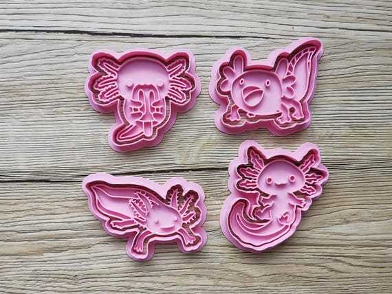 Axolotl Keks-Ausstecher Set – 3D-gedruckte, 4-teilig,  Plätzchenformen, niedliche Backformen für Kekse, Fondant & Basteln