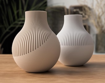Moderne Strukturvase für Wohnzimmer | Japandi Vase | 3D gedruckte Deko Vase | Moderne Deko für Zuhause | wasserdicht für echte Blumen
