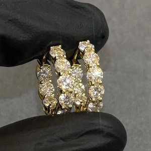 4.50 CTW Moissanite Hoop Earrings 20MM | Women’s Iced Out Diamond Alternative Hoops | VVS1 Moissanite Earrings | Luxury Statement Jewelry