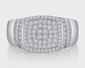 Echter Moissanit Diamant Ring für Männer – Platinierter Silber Luxus Schmuck