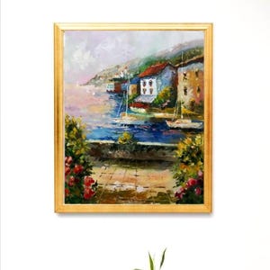 Meereslandschaft. Original-Ölgemälde auf Leinwand. Die Adrialandschaft im Wohnzimmer. Wanddekoration. Ein Geburtstagsgeschenk. Größe 20–25 Zoll.