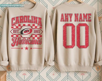 Personalized Carolina Hockey Sweatshirt, Carolina Hurricanes crewneck, Carolina Hockey shirt, Custom Hockey Shirt, Hockey Number Shirt
