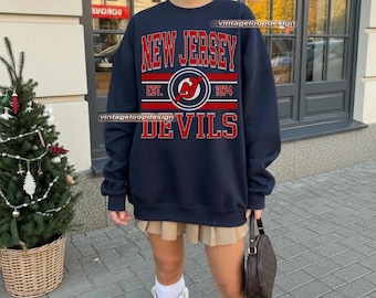 Vintage New Jersey Devils Sweatshirt, Hockey Fan Gift