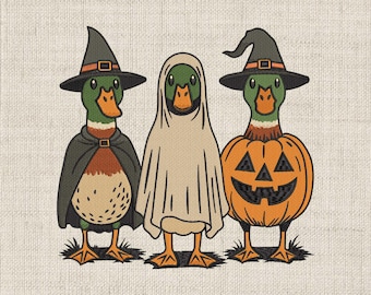 Halloween Duck Embroidery Design, Witch Ghost Pumpkin (Embroidery File)