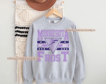 Moletom Minnesota Frost, Camiseta Frost Vintage, Suéter Feminino de Hóquei do Minnesota, Moletom Feminino de Hóquei, Moletom Frost