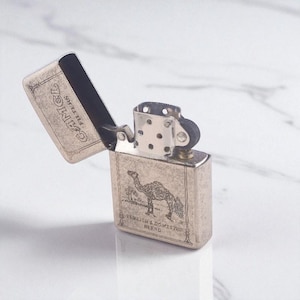 Vintage Engraved Lighter Marlboro Camel Brass Windproof Petrol Retro Zippo Style Kerosene Custom Cigarette Cigar Gift for Men Collectors