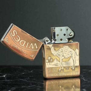 Vintage Engraved Lighter Marlboro Camel Brass Windproof Petrol Retro Zippo Style Kerosene Custom Cigarette Cigar Gift for Men Collectors