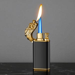 2 Pack Magic Dragon Lighters Refillable Jet Flame Torch for Cigars BBQ Camping Cool Souvenir Gift for Him and Her Unique Collectible Set
