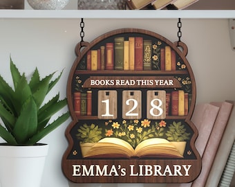 Personalized Books I Read This Year Counter, Custom Books Read Tracker, Book Lovers Gift, Bookshelf Decor, Book Ends, Gift for Readers