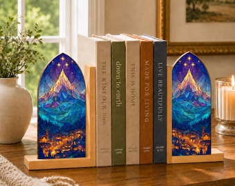 Fantasy Bookish Acrylic Suncatcher Bookends, Magical Reading Decor, Book Lover Gift, Library Shelf Decor, Cozy Bookish Home Art, Reader Gift