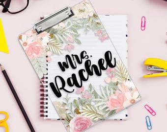 Personalized Teacher Clipboard, Custom Acrylic Clipboard With Teacher Name, Elements Teacher Clipboard, Back To School Teacher Appreciation