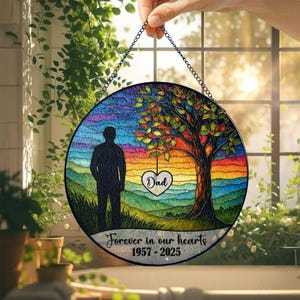 Memorial Stained Glass Suncatcher, In Memory Gift, Remembrance Lightcatcher for Loss of Mom or Dad,  Sympathy Gift, Bereavement Keepsake