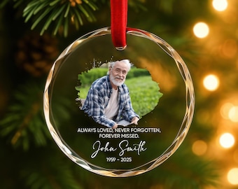 Adorno conmemorativo personalizado, recuerdo con foto personalizada para el Día de los Caídos, adorno "Siempre amado, nunca olvidado", regalo conmemorativo para seres queridos