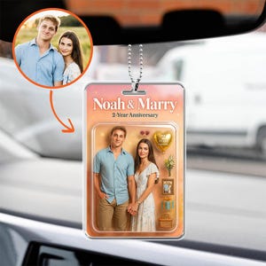 Custom Action Figure Photo Acrylic Car Ornament, Personalized Toy Box Style Couple Gift, Custom Art Keepsake, Anniversary Gift for Him Her