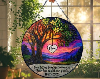 Memorial Stained Glass Suncatcher, Sympathy Gift, Bereavement Keepsake, In Memory Gift, Remembrance Lightcatcher for Loss of Mom or Dad,