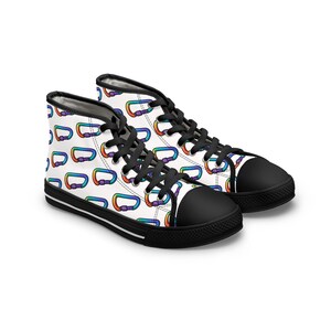 Rainbow Carabiner Women&#39;s High Top Sneakers, Trendy, Unique Patterned, Stylish Everyday Wear, Gifts for Her