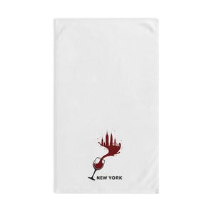 New York Wine-Themed Hand Towel: Unique Kitchen Decor, Bar Accessories, Gift for Wine Lovers, Hostess Gift, Fun Home Essentials
