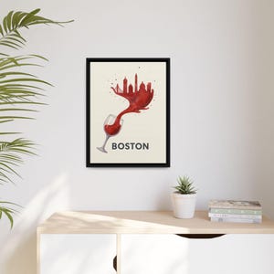 Boston Wine City Art Print, Modern Decor, Wall Art, Home and Bar Decor, Gift for Wine Lovers, Boston Souvenir