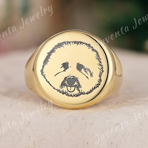 Pet Photo Signet Ring Custom Jewelry Meaningful Dog or Cat Owner Gift Personalized Dog Portrait Ring Pet Keepsake Gift Pet Memorial Ring