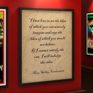 Frankenstein Mary Shelley Quote Classic Movie Poster FRAME NOT INCLUDED