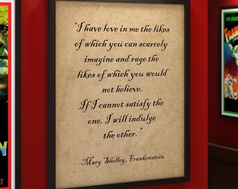 Frankenstein Mary Shelley Quote Classic Movie Poster FRAME NOT INCLUDED