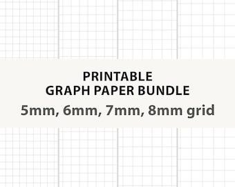 Printable Graph Paper Set: 5-8mm Grids, A4/A5/Letter Sizes (Digital Download)
