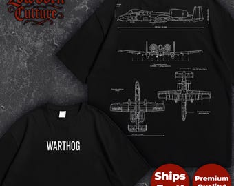 T-shirt A-10 wrattenzwijnblauwdruk: T-shirt met gotisch luchtvaartdiagram