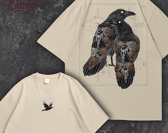 Gothic Raven T-Shirt: Vintage Corvid Art, Dark Academia Style