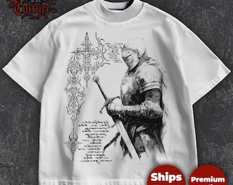 Medieval Knight T-Shirt: Crusader Armor, Manuscript Art Design