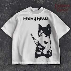 Heavy Metal Cat T-Shirt: Gothic Rocker Tee for Metalheads
