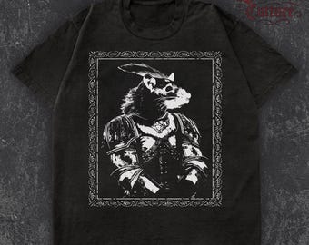 Medieval Rabbit Knight T-Shirt: Renaissance Gothic Animal Art