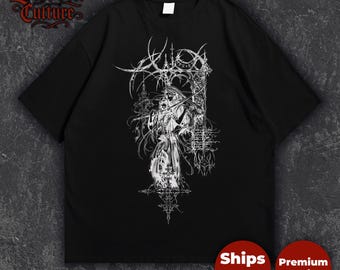 Gothic Witch Shirt Dark Fantasy Occult Tshirt Witchy Gothic Art Tee Black
