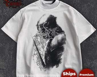 Gothic Knight Sword T-Shirt: Dark Fantasy Medieval Warrior Tee