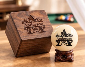 Custom Billiard Ball with Storage Box,Engraved Pool Cue Ball,Personalized Groomsmen Proposal,Billiard Player gift,Father's Day Gift for Dad