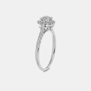 1.00 ct Lab grown Diamond Halo Ring for her, Engagement ring for her, wedding anniversary gift to her