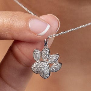 0.60 TCW Dog’s Paw Pendant for women, Lab grown Diamond Pendant for women, daily wear pendant for her