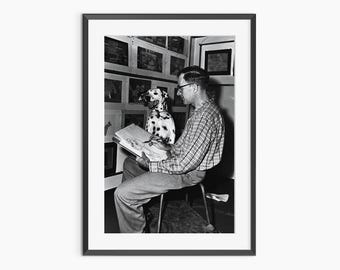 Poster de La carica dei 101, dietro le quinte, vecchia foto Disney, decorazione da parete in bianco e nero, poster dei cani Disney, stampa fotografica di qualità museale