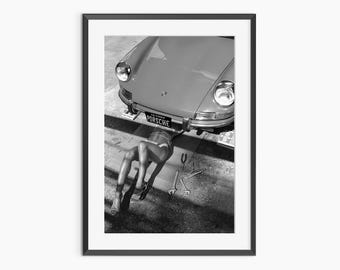 Porsche 911, impresiones fotográficas, póster de Porsche, arte mural de Porsche, póster de coche, arte mural en blanco y negro, póster fotográfico con calidad de museo