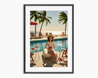 Arte de piscina, impresiones fotográficas, arte mural, decoración de piscinas, impresión vintage de piscinas, decoración de habitaciones, impresión de piscinas, arte mural de calidad de museo