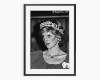 モノクロ写真ダイアナ妃の生写真1983年カナダの首都オタワ25センチ×29センチ ダイアナ妃のプリント、ダイアナ妃の象徴的なプリント、白黒のウォール