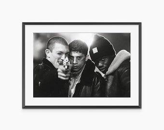 Manifesto di La Haine, Vinz Said Hubert, manifesto di film in bianco e nero, film La Haine, film gangster francese, scena iconica di un film, stampa di qualità museale