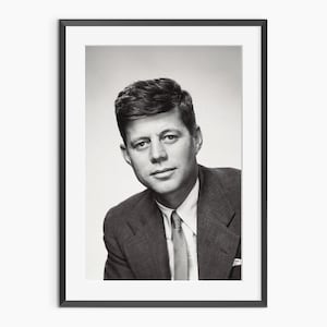John F Kennedy, Photography Prints, Celebrity Portrait, John F Kennedy Print, Black and White Wall Art, Museum Quality Photography Poster