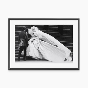 Wedding Dress of Lady Diana Spencer, Photography Prints, Princess of Wales, Black and White Wall Art, Museum Quality Photography Poster