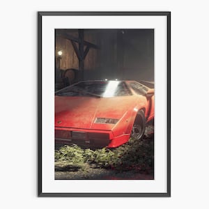 Lamborghini Print, Classic Car Print, Vintage Car Poster, Red Lamborghini Photo, Retro Car Print, Car Photography, Museum Quality Print