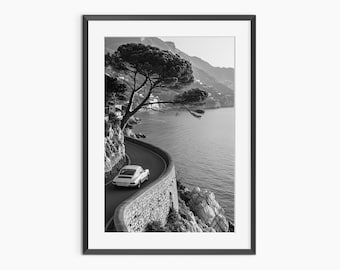 Porsche Wandkunst, Fotografie Drucke, Landschaftsdruck, Porsche 911 Poster, Porsche Druck, Schwarzweißdruck, Wandkunst in Museumsqualität